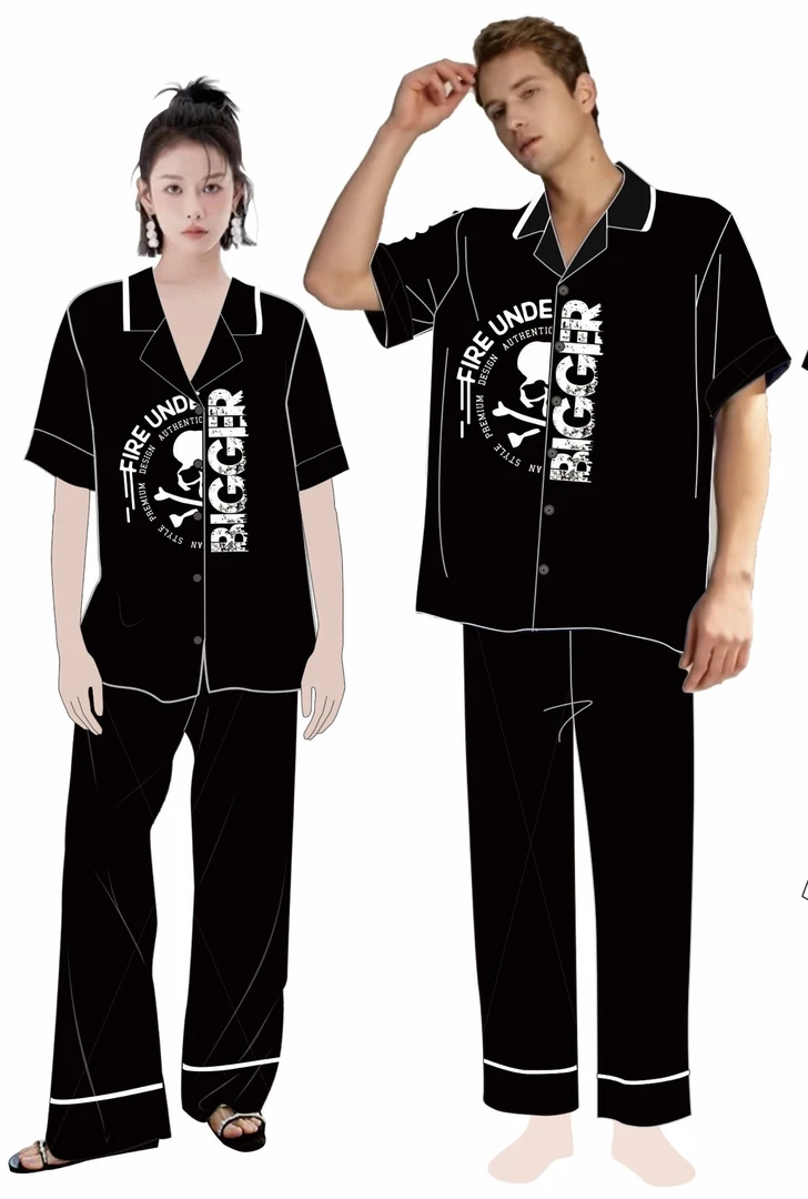 [德国战车]情侣冰丝睡衣男女春秋新款网红风长袖外穿家居服