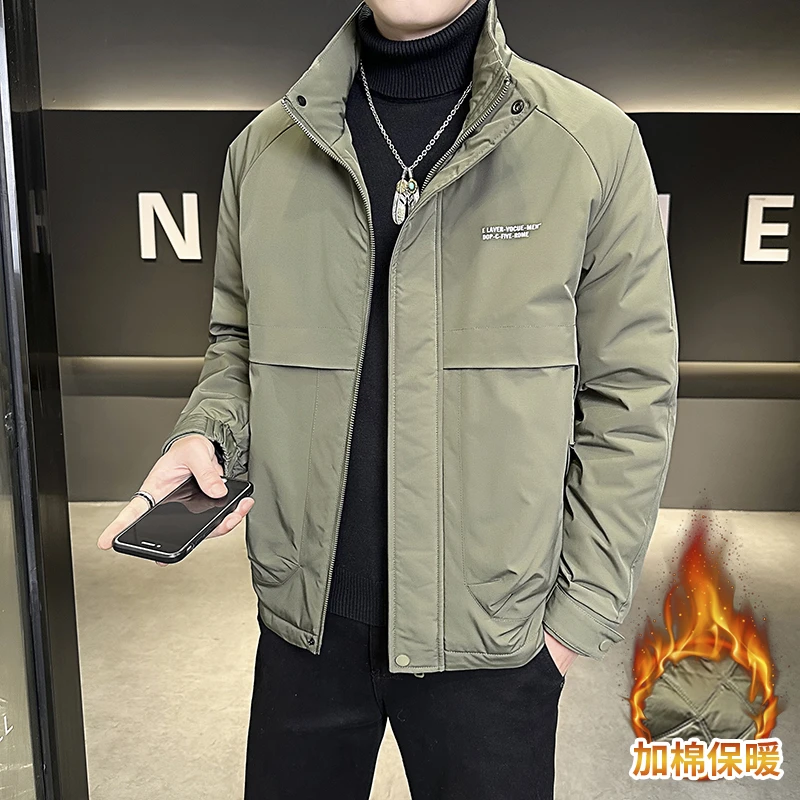 【高品质】 男夹克外套秋冬新款立领时尚百搭加棉加厚棉衣工装夹克