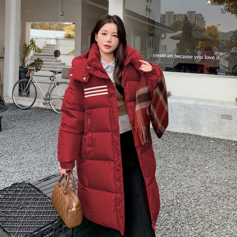 脱卸连帽棉衣女中长款加厚冬季新款韩版休闲棉袄宽松棉服外套