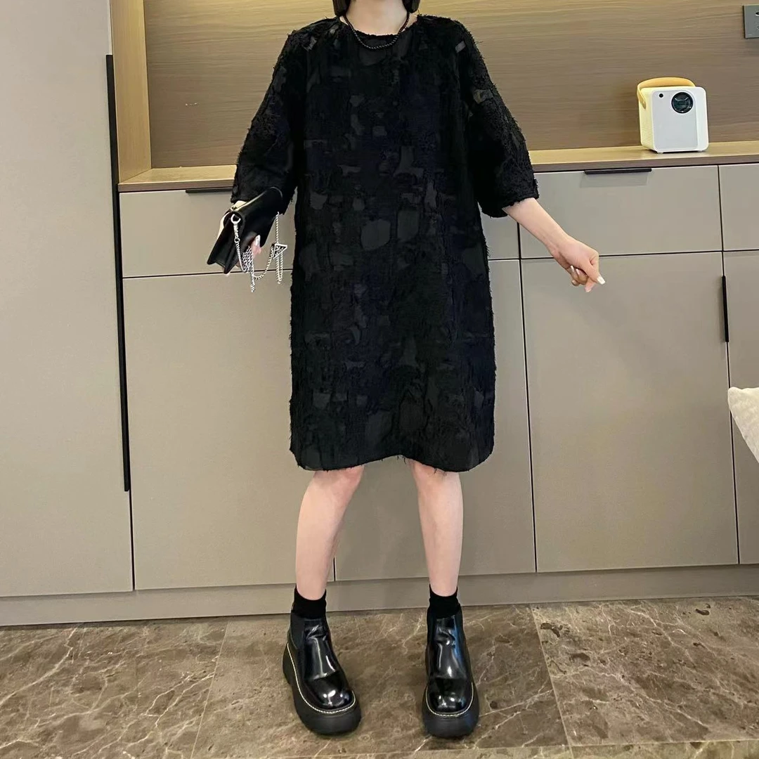 米可/MK-0016【轻礼服~】春季重工不不规则肌理裁剪连衣裙