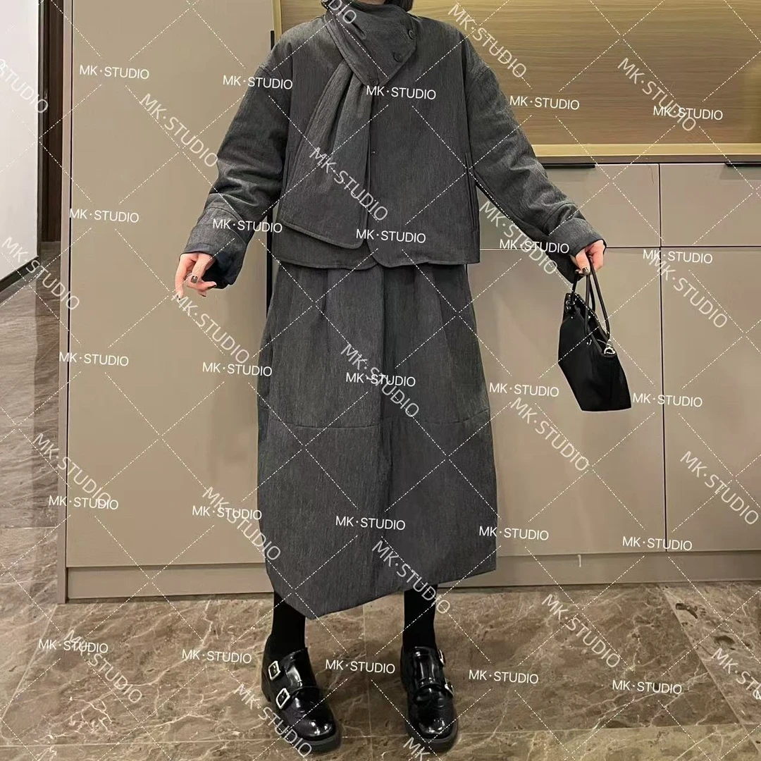 米可/MK-1369【自带围脖套装】时尚气质冬季新款自带围脖两件套