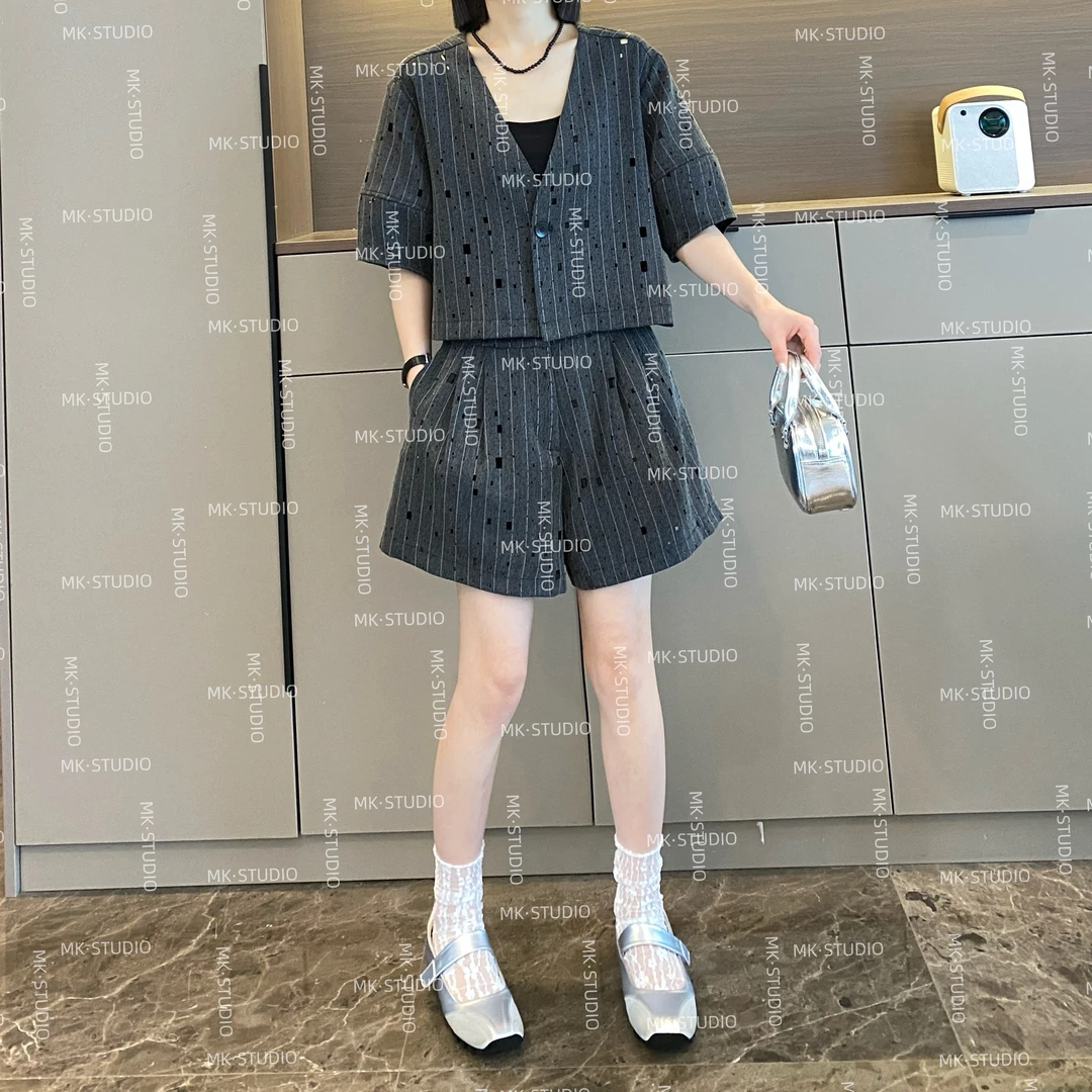 米可/MK-0022【西装套装~】时尚气质轻奢夏季减龄休闲两件套