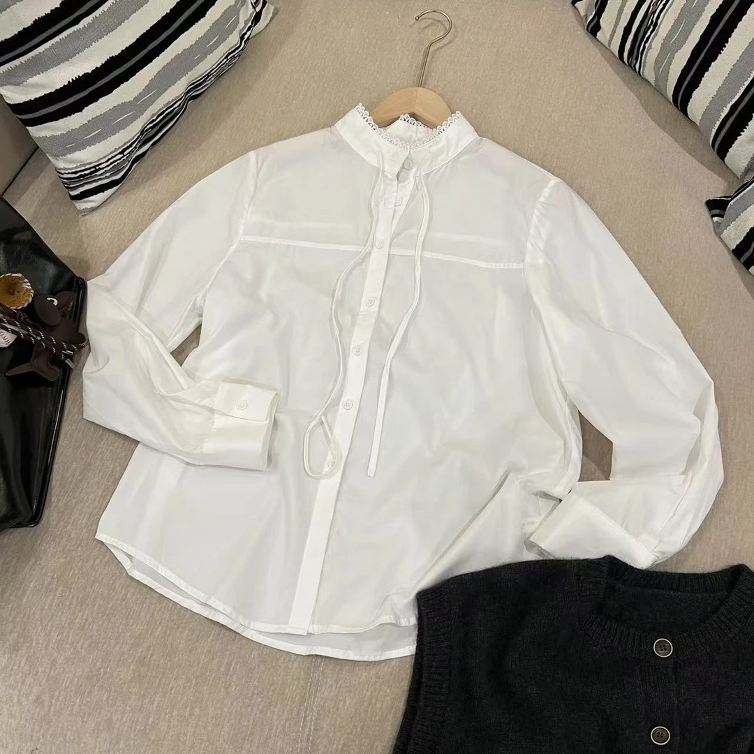 米可/MK-1346【长袖白衬衫】时尚休闲气质减龄冬季新款长袖白衬衫