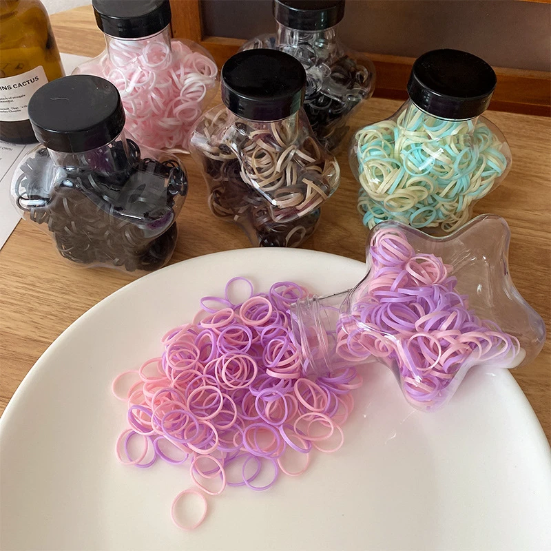 【新疆西藏包邮】高弹一次性不伤发橡皮筋扎头发罐装简约彩色高弹力