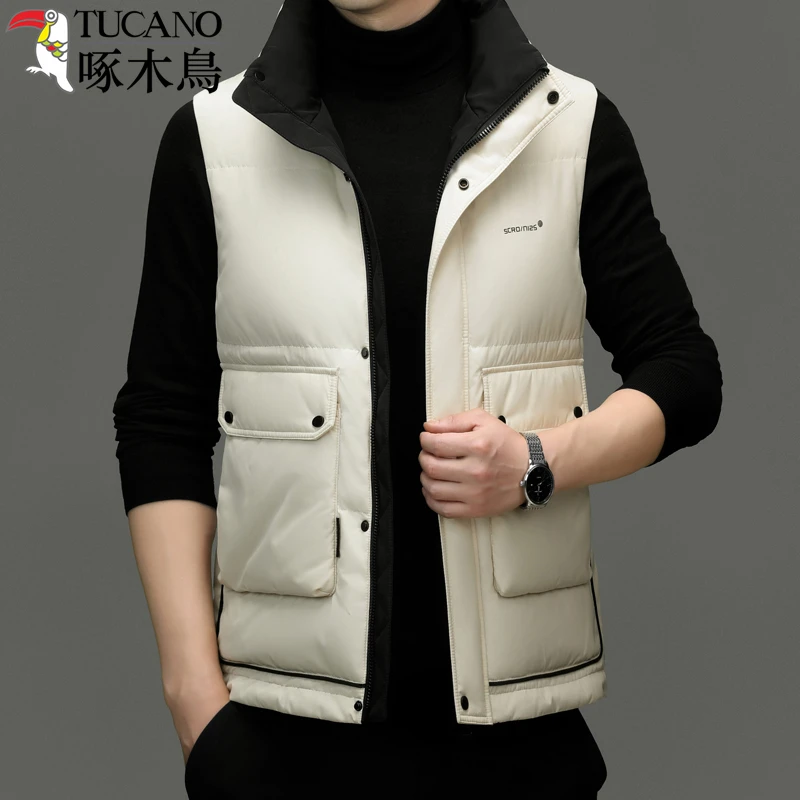 TUCANO/啄木鳥高端白鸭绒羽绒服马甲男冬季新款保暖背心坎肩外套