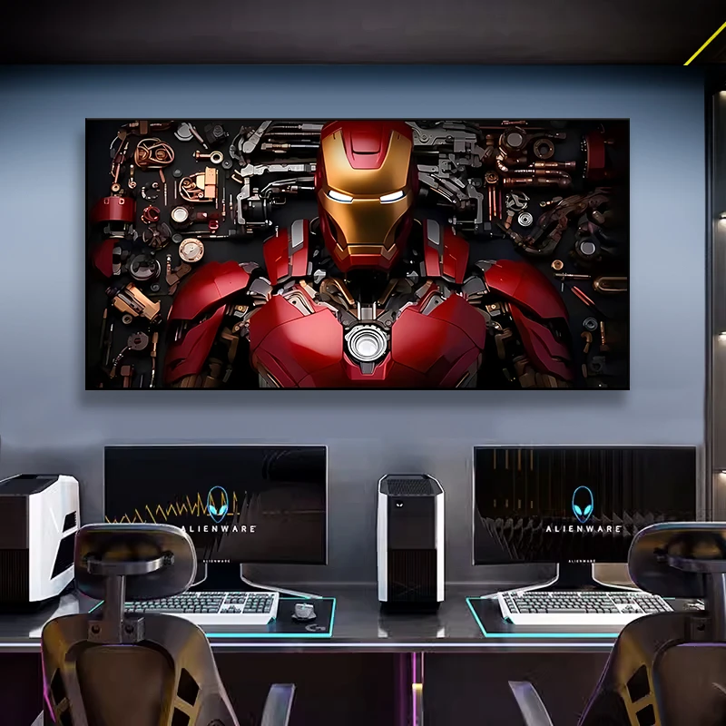 漫威复仇者联盟英雄人物二次元动漫钢铁侠装饰画客厅卧室挂画