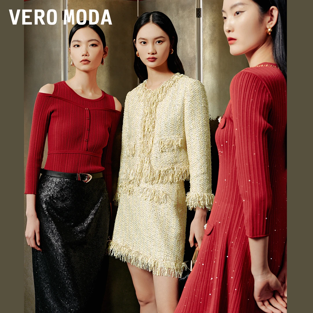 【商场同款新品】Vero Moda夹克25春流苏边亮片九分袖小325117015