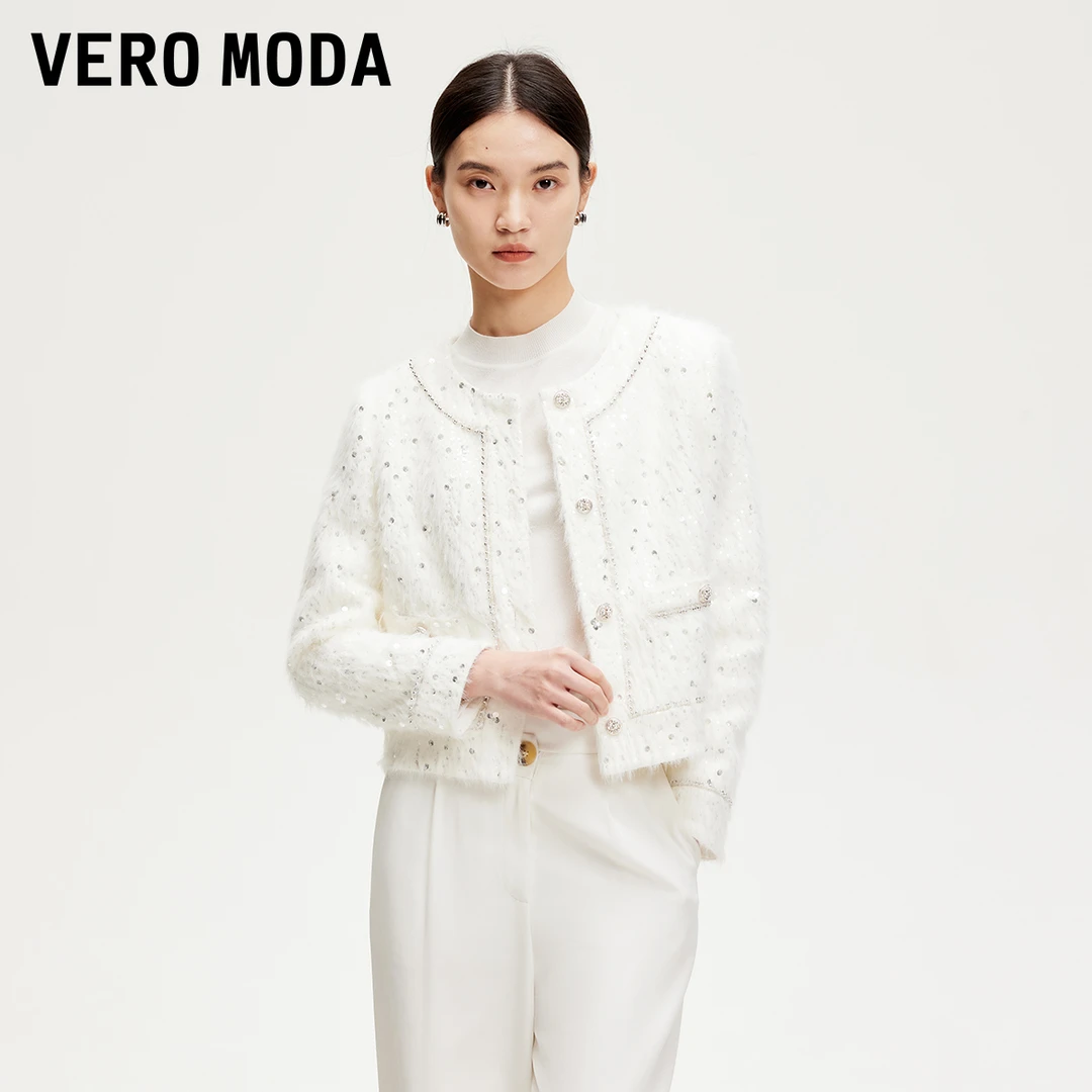 Vero Moda外套女25春商场同款新品欧若风小香风拉毛亮片3251J9003