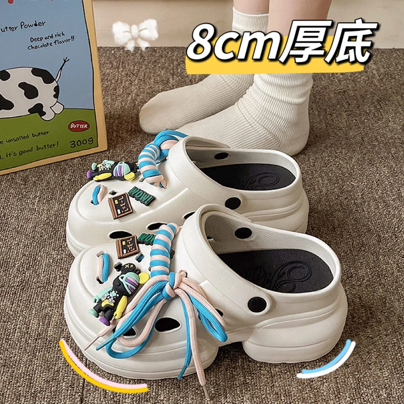 增高厚底洞洞鞋休闲户外网红百搭防滑拖鞋夏季沙滩外穿包头凉拖鞋