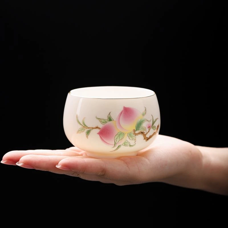 主人茶杯高档大师级羊脂玉贴花个人专用送礼功夫您家