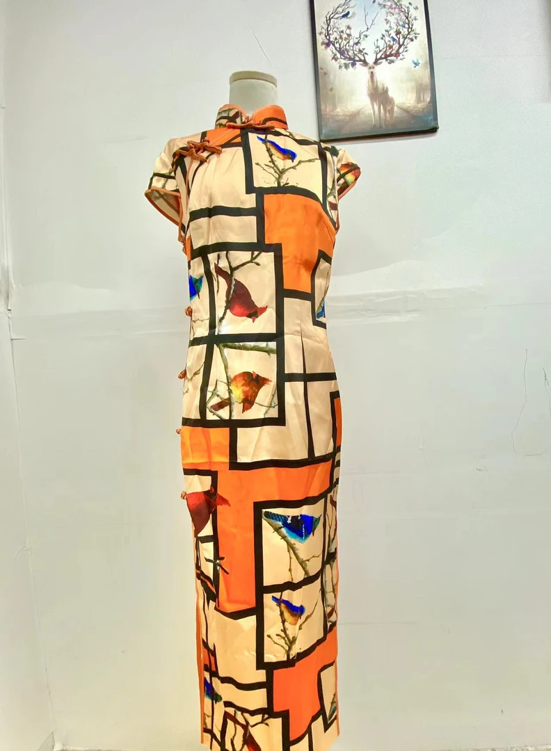 女士夏季气质长款侧八扣连衣裙