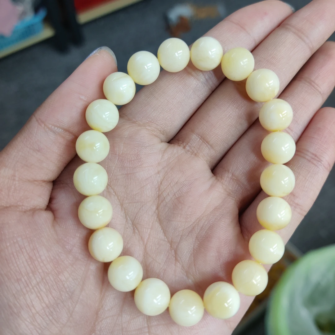 白蜜白蜡9+圆珠手串（092号）