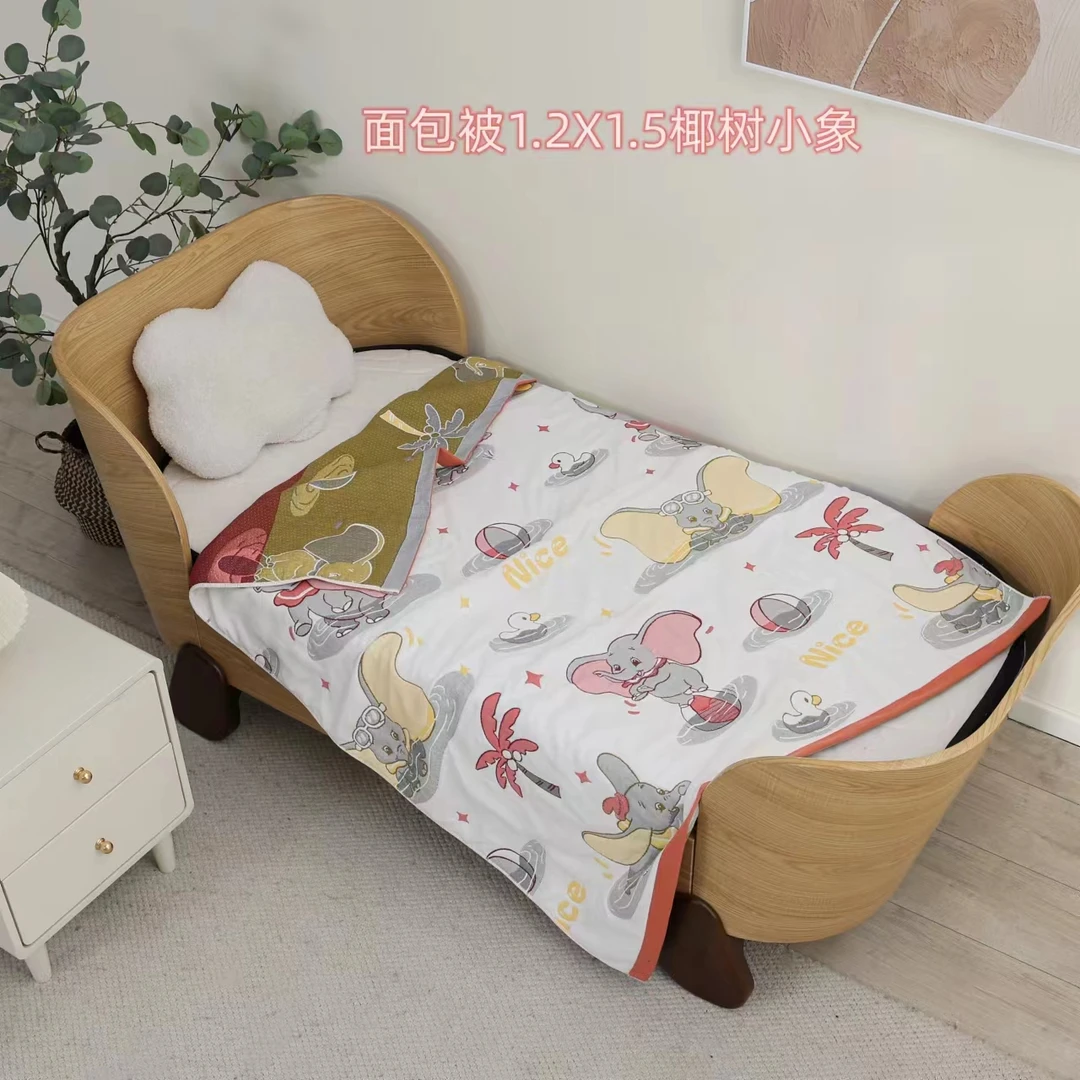 『纱布面包被』1.2x1.5m多功能多层加厚纱布面包被-椰树小象