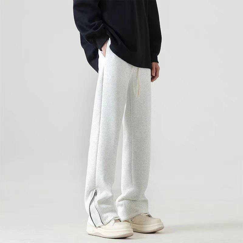 【Lilonz】新款拉链美式重磅小众百搭卫裤宽松垂感休闲裤潮流微喇裤