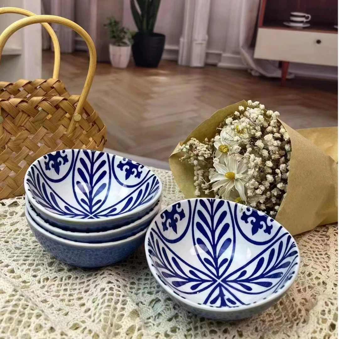 星博瓷舍日式家用窑变手工手绘釉下彩大号陶瓷饭碗四个装米饭碗