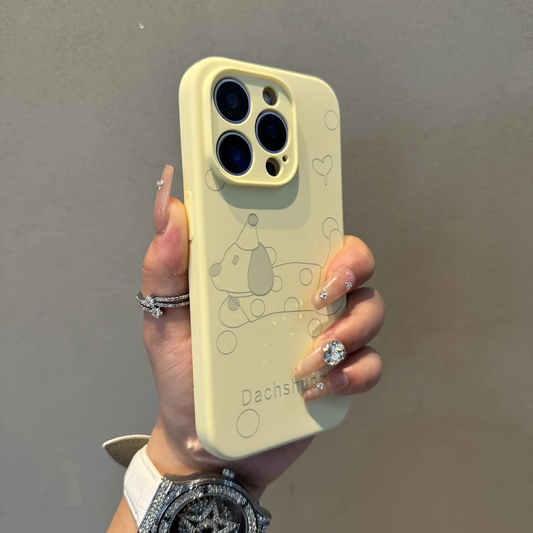 液态硅胶适用iPhone16手机壳线条狗14promax苹果13新12全包15