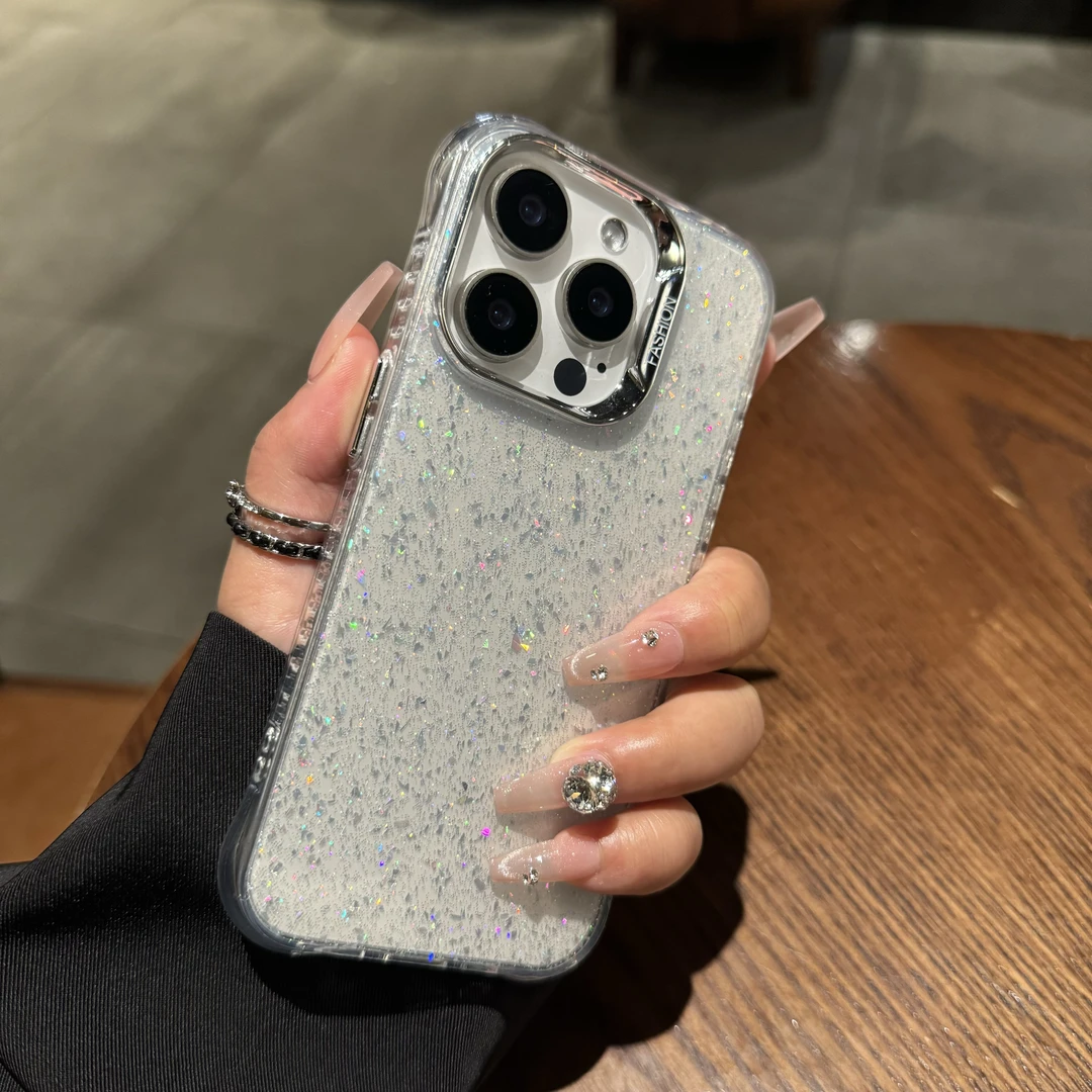 高级闪粉适用于苹果16promax手机壳透明iPhone15简约14防摔硬13