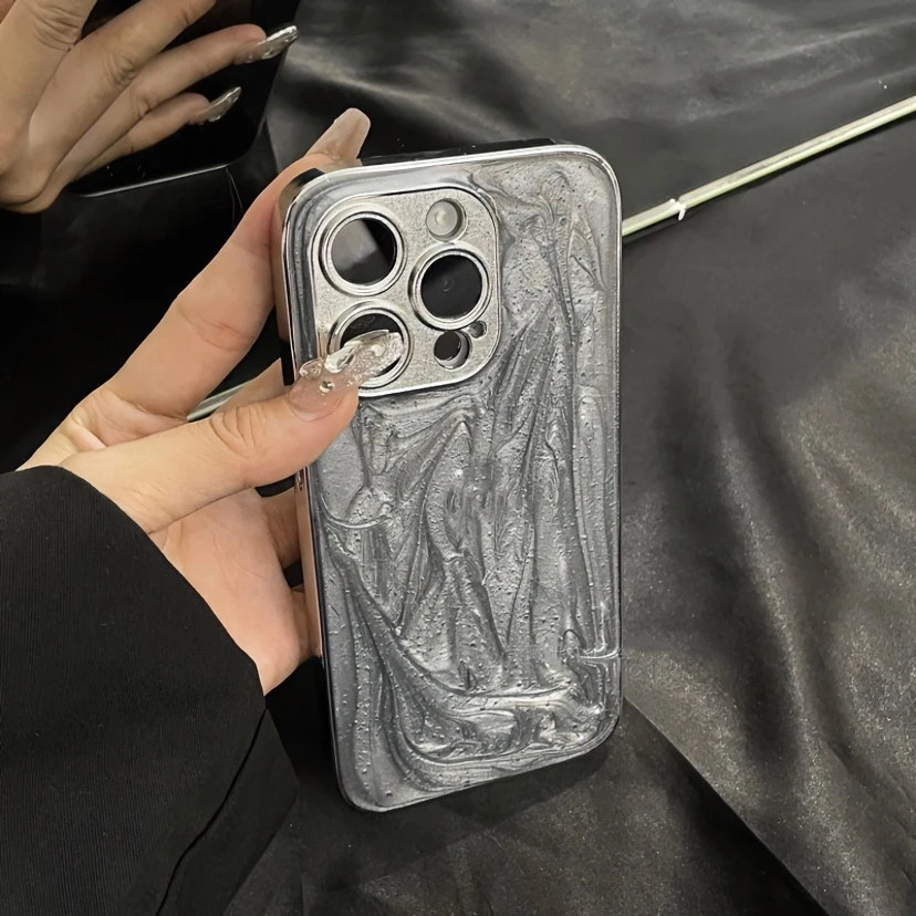 爆款高级水泥灰手机壳iPhone14promax苹果11滴胶12闪粉13奶油白