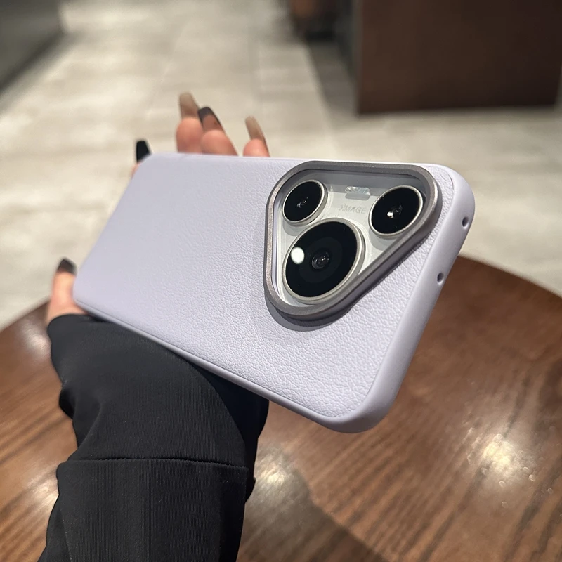 ins适用华为pura70pro手机壳70素皮纹高级感p70全包mate60pro防摔