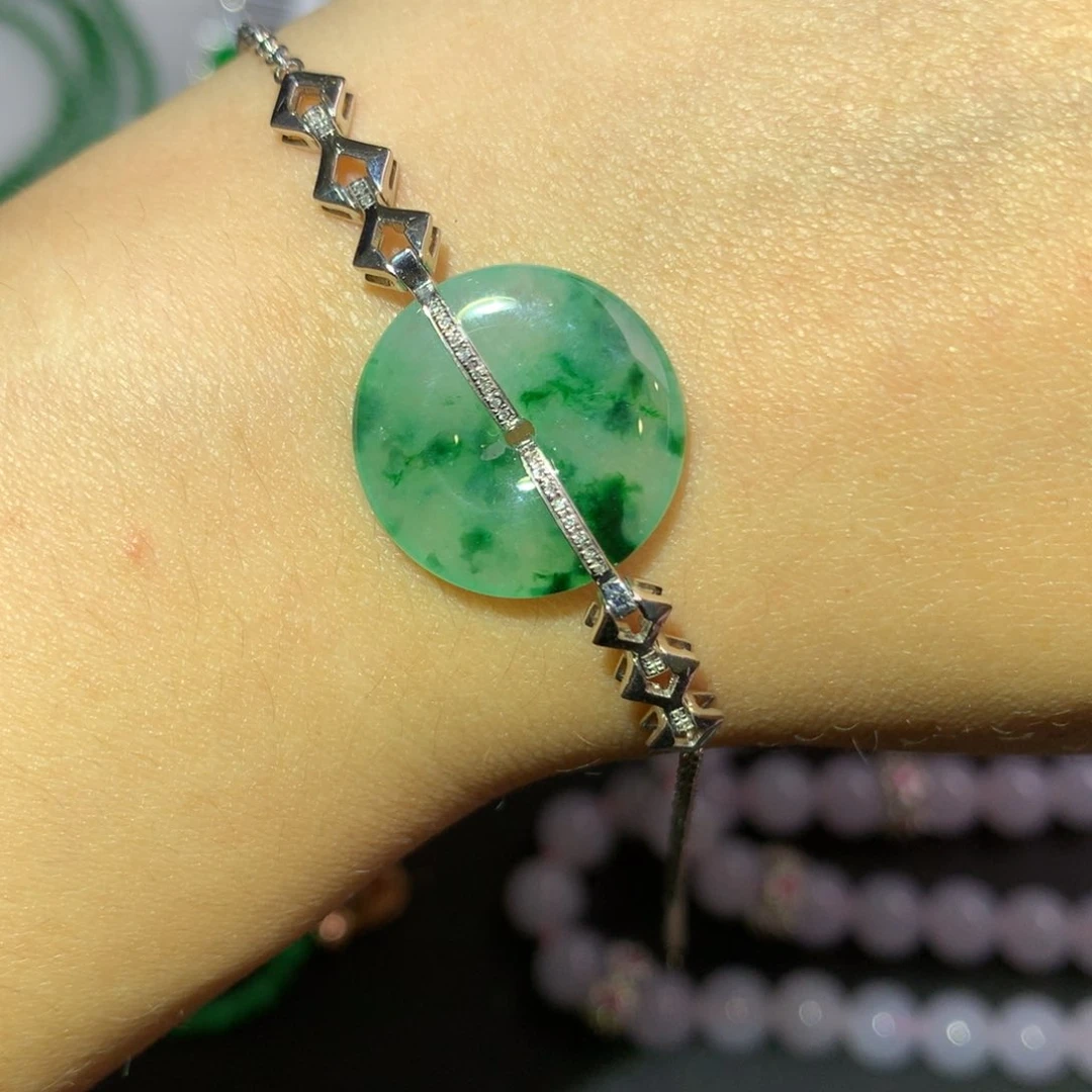 翡翠手链18K金镶嵌8、