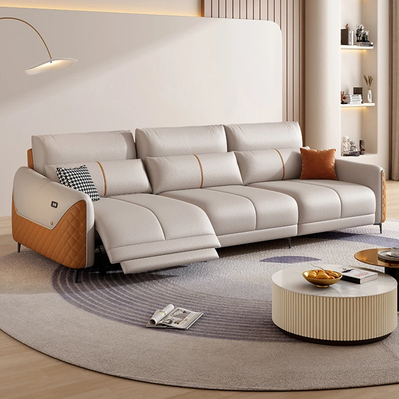 布雷尔真皮电动沙发意式直排大小户型简约客厅功能沙发组合2262