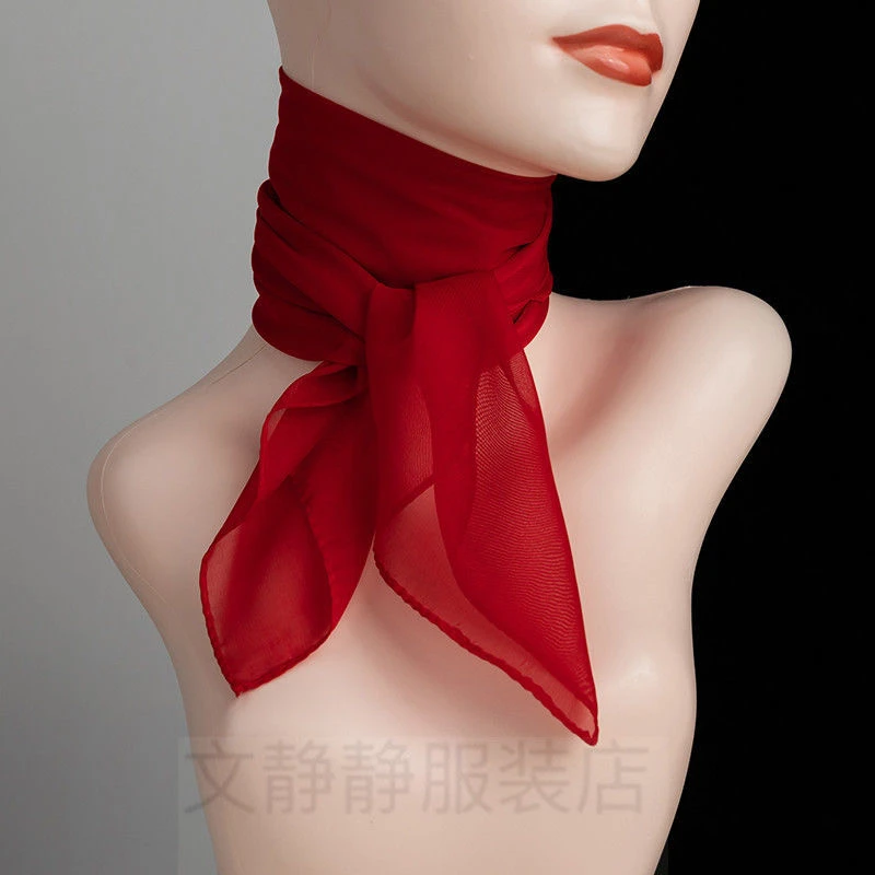 时尚纯色方巾百搭护颈丝巾女士防晒气质薄款文静服装围巾春秋夏季