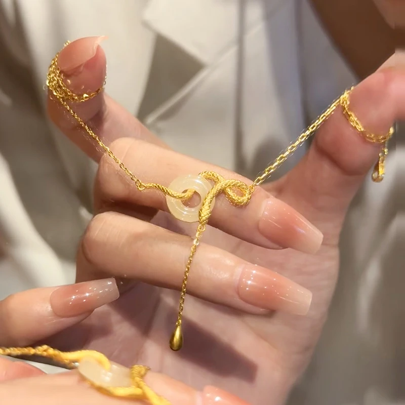 温柒 钛钢项链 灵蛇平安扣项链轻奢小众时尚百搭高级设计感锁骨链