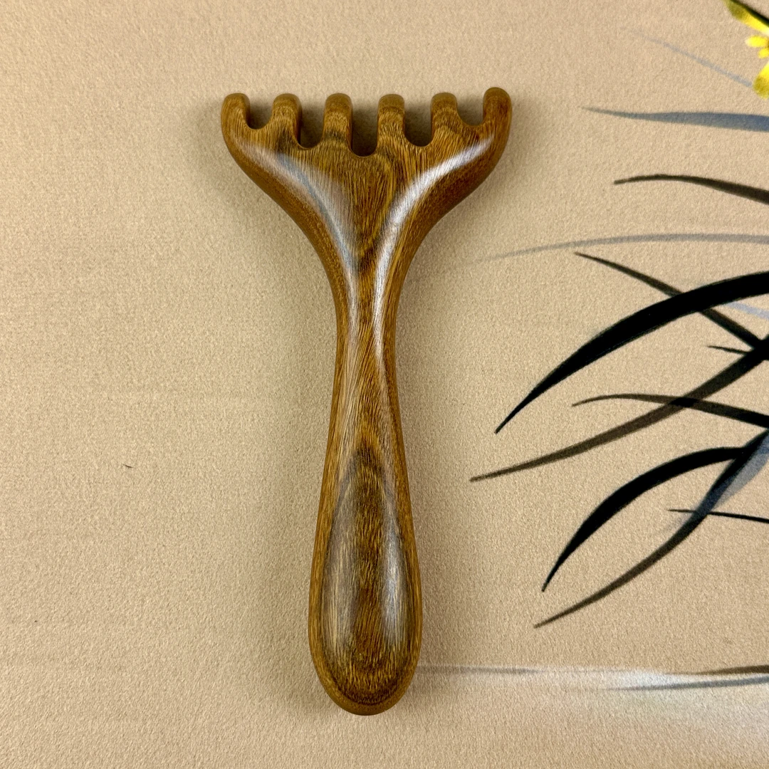 绿檀鹿角耙 加大加厚 六齿 全身按摩梳