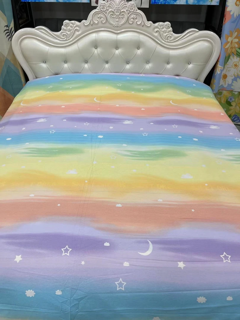 纯棉加厚斜纹澳绒大布料 做床单 枕套 被套 四件套【星空彩虹】