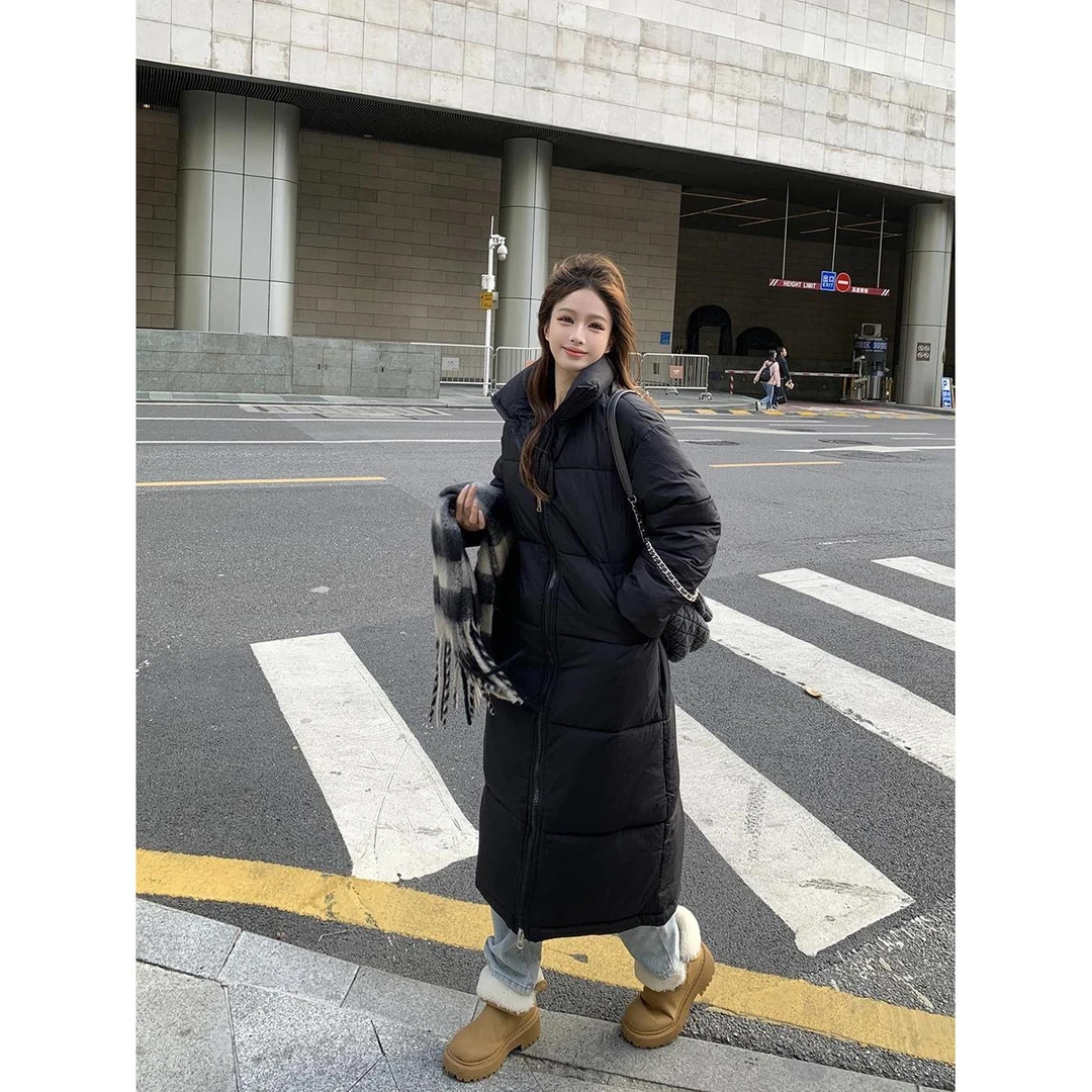 大码女装行走的大被子韩版宽松过膝长款加厚棉服保暖外套