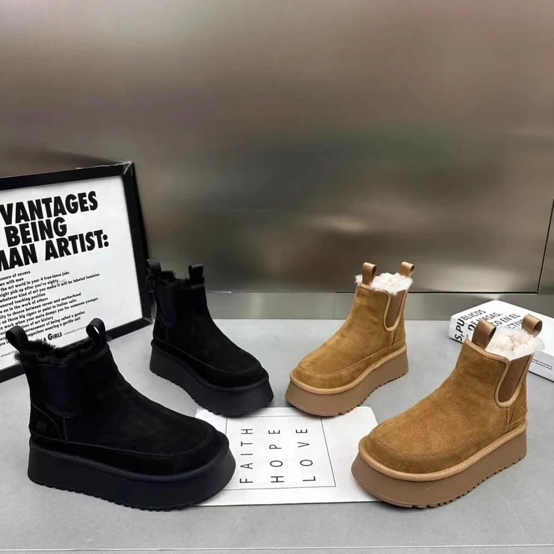 XX雪地靴女2024冬新款百搭加绒加厚平底保暖时尚短筒靴雪地棉鞋