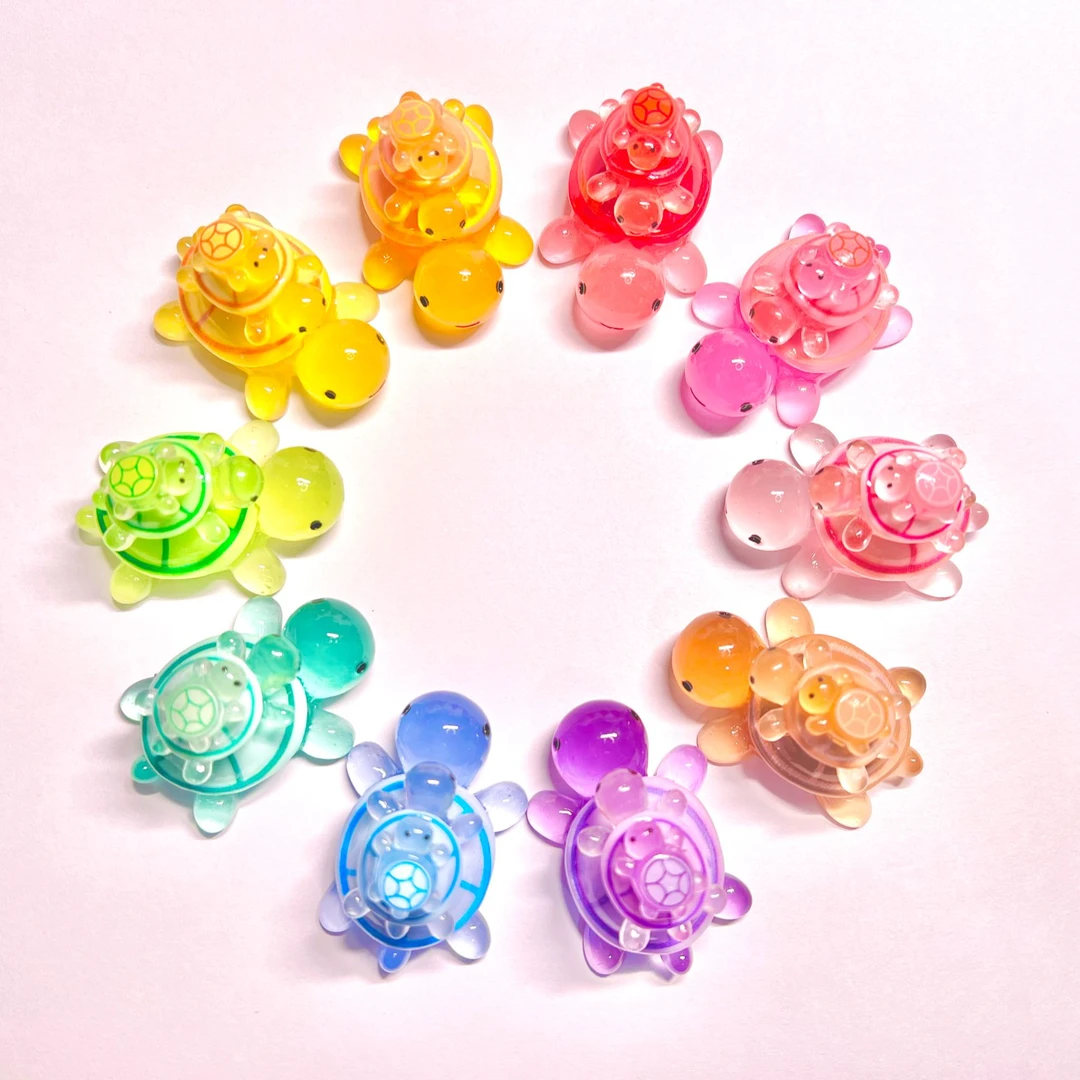 【直播拆】夜光4.5龟爸2.1龟崽1.4迷你龟三世同堂对对碰DIY树脂配件