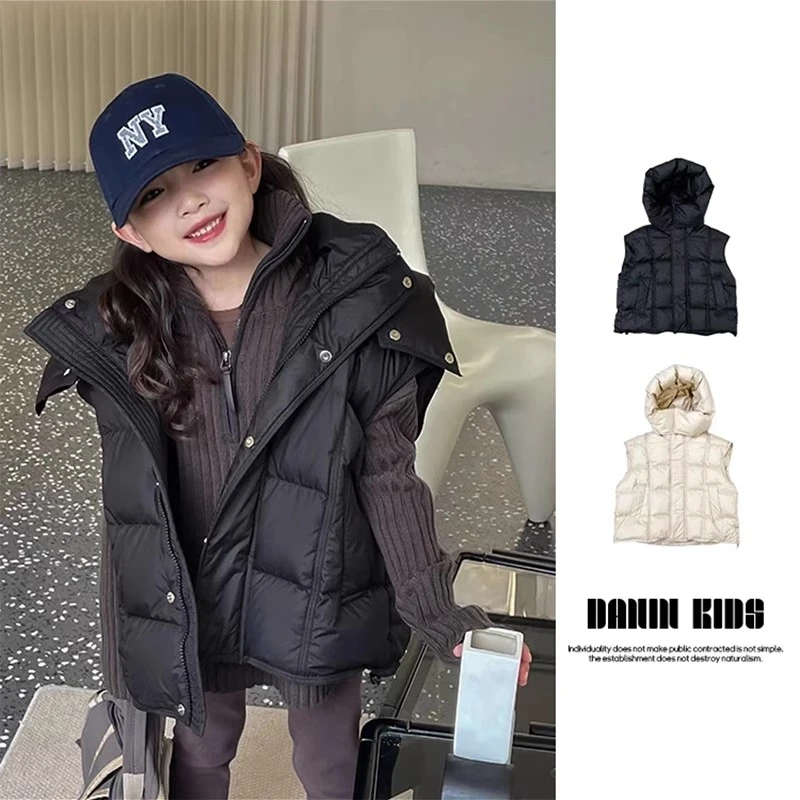 女童羽绒服马甲秋冬款2024新款6-12岁中大童女孩洋气坎肩加厚外套