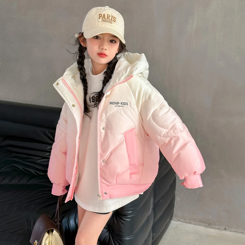 女童羽绒服冬季2024新款洋气儿童短款白鸭绒外套大童加厚冬装棉服