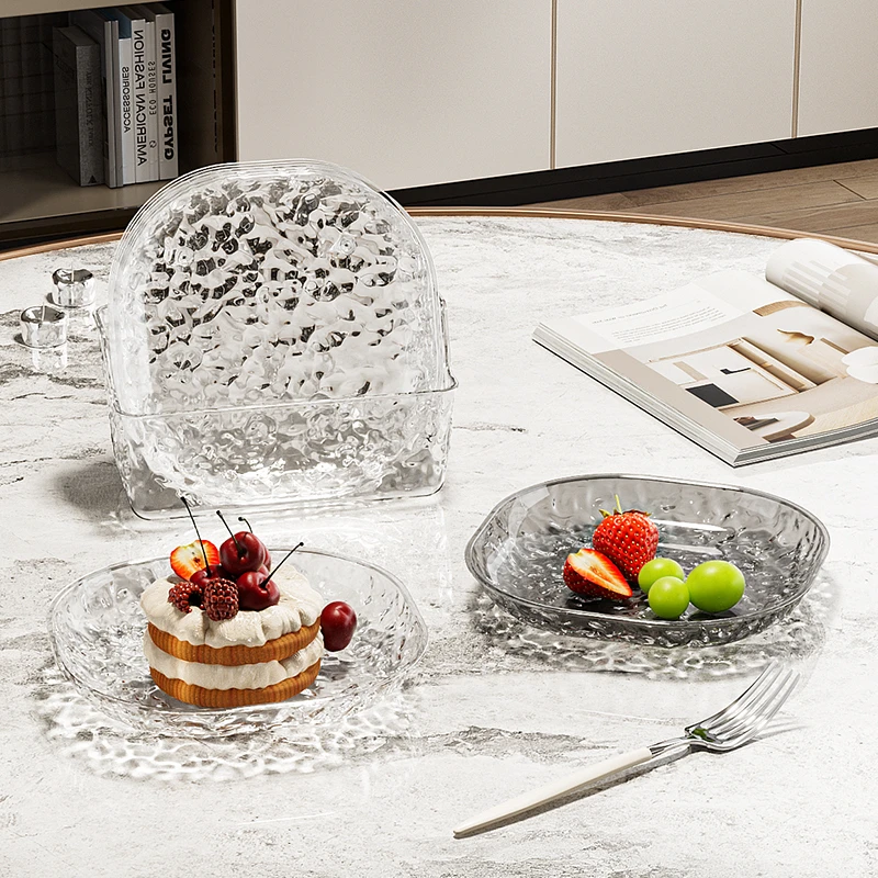 【拍一发九】冰川纹吐骨碟家用轻奢餐桌吐骨盘透明简约垃圾盘小盘子