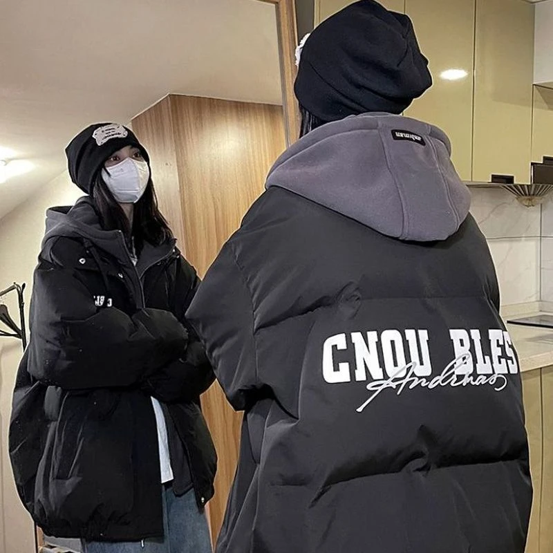 棉服女冬季2023新款加厚棉袄韩版学生假两件棉衣面包服秋冬款外套