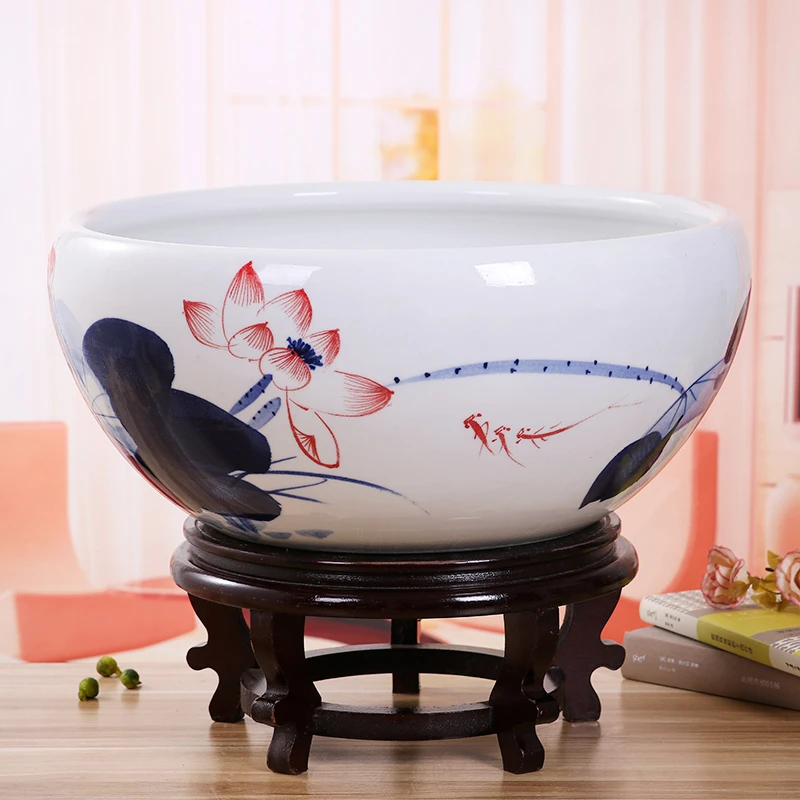 景德镇陶瓷摆件鱼缸流水器喷泉家用鱼缸大号客厅加湿招财