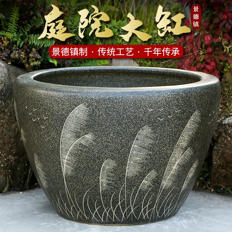 景德镇陶瓷摆件鱼缸流水器喷泉家用鱼缸大号客厅加湿招财