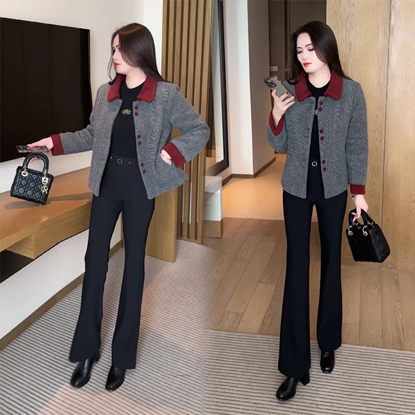 【季颜品牌】秋冬穿搭夹棉外套修身百搭休闲时尚气质小个子短外套53