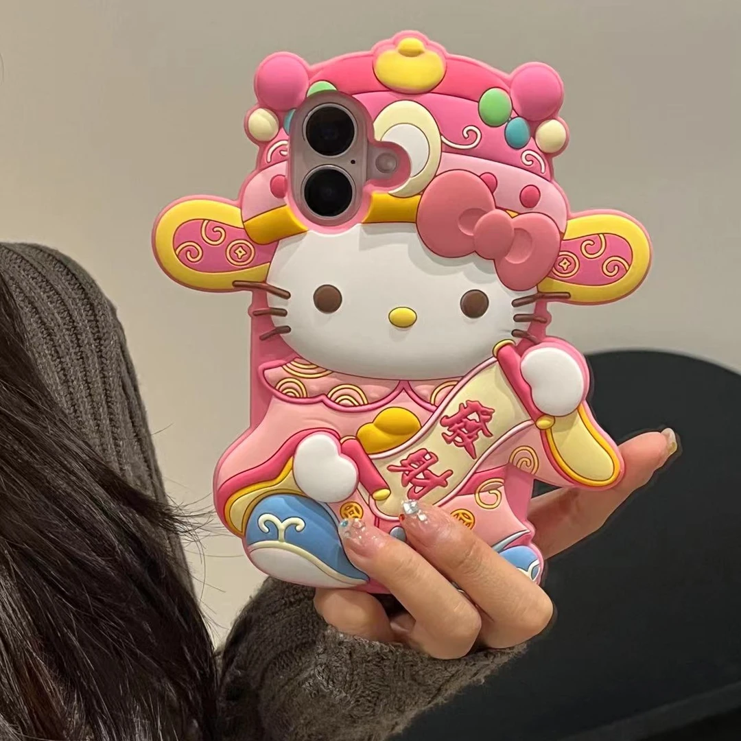 时尚立体招财可爱kitty猫适用苹果15promax手机壳新款iphone16/14