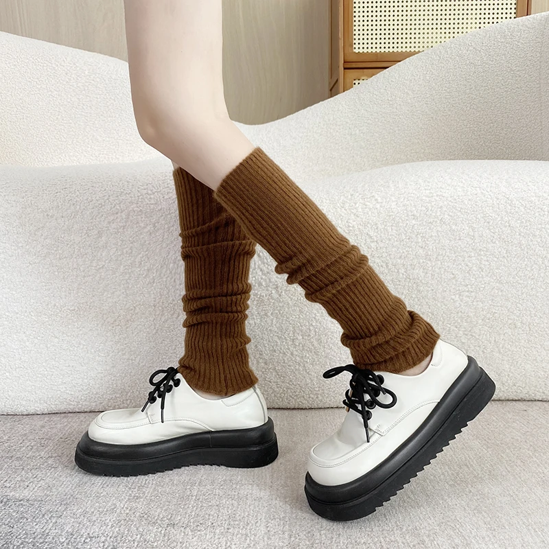 A类100%纯山羊绒长款堆堆袜护腿女保暖加长抽条款保暖舒适