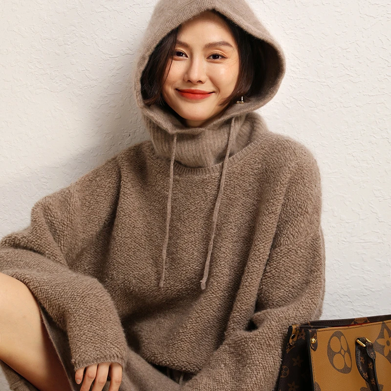 100%山羊绒帽子女秋冬季新款韩版百搭针织加厚毛线帽显脸小护耳