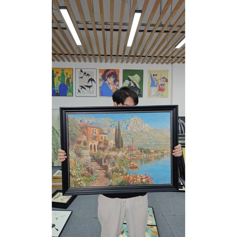 海城堡美式地中海轻奢欧式客厅大幅装饰挂画酒店样板间壁画6080