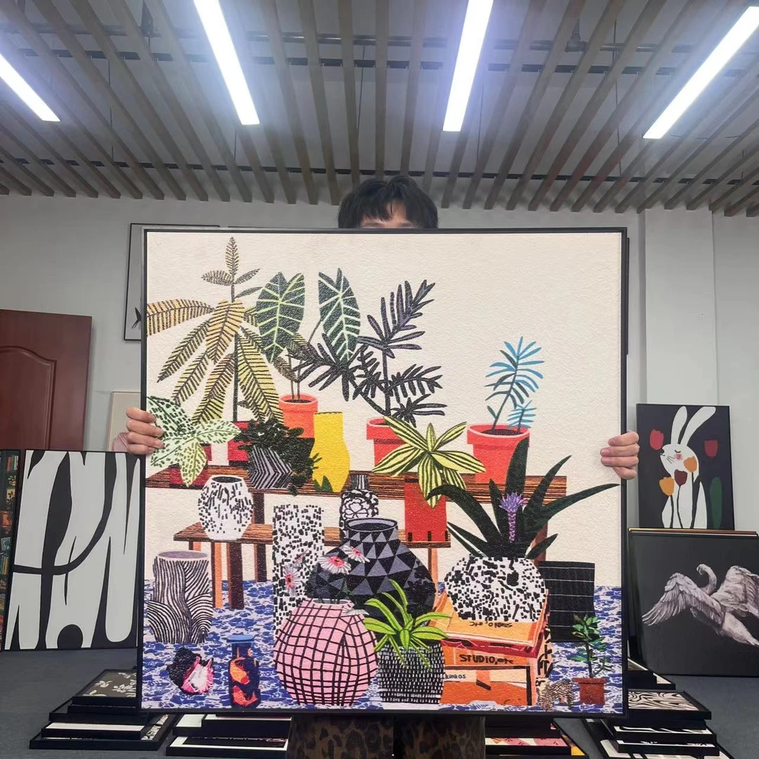 北欧清新绿植小众挂画美式田园风格装饰画儿童房玄关客厅画8080