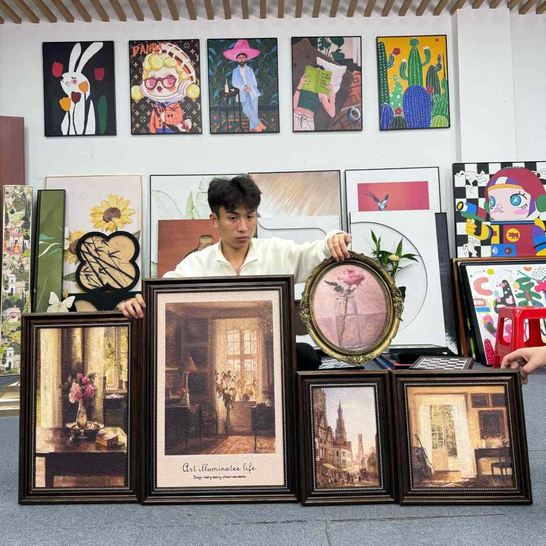 奶油风客厅装饰画现代简约北欧沙发背景墙挂画莫兰迪系组合壁500