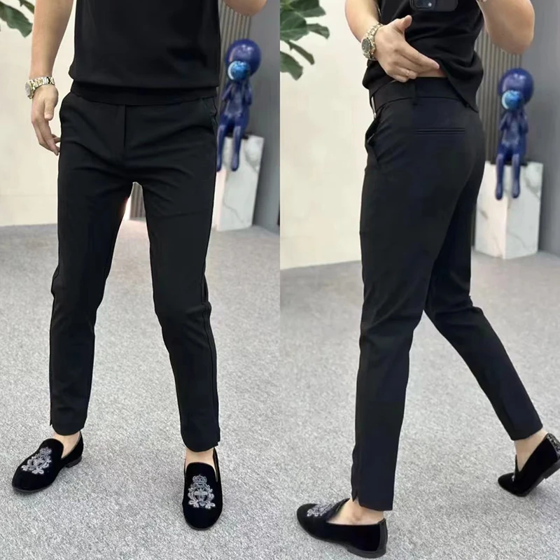 商务休闲男裤2025新款男士轻奢时尚欧货九分裤爆款透气小脚西裤