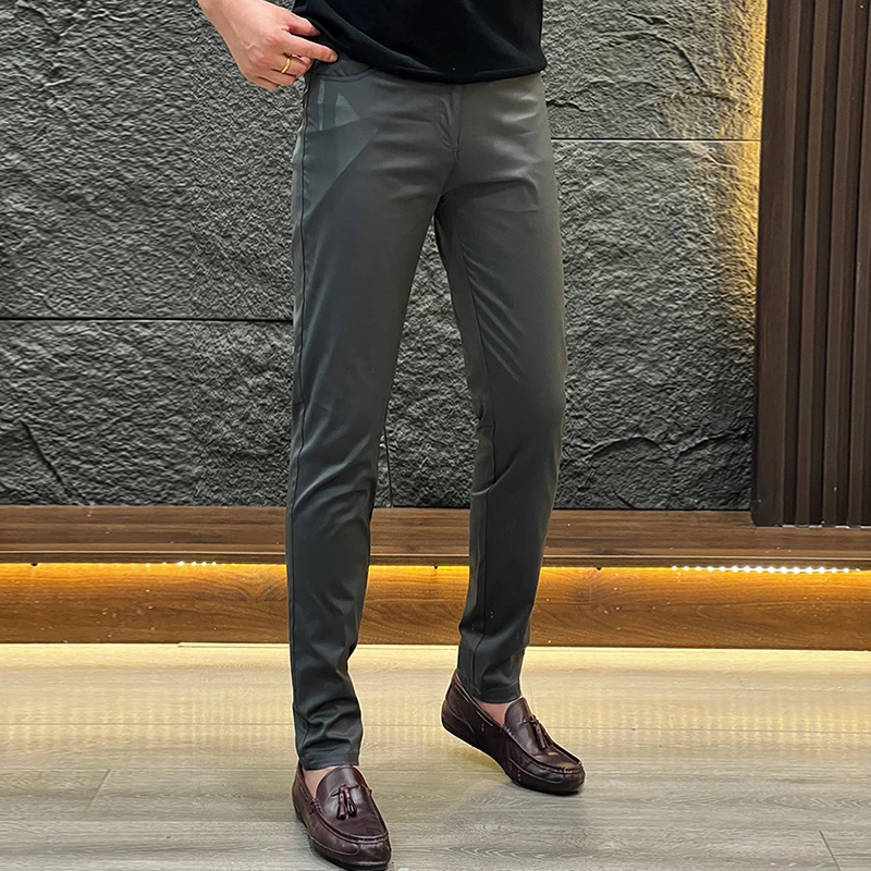 男士商务西裤高级感潮流百搭直筒裤时尚立体字母设计休闲裤长裤子