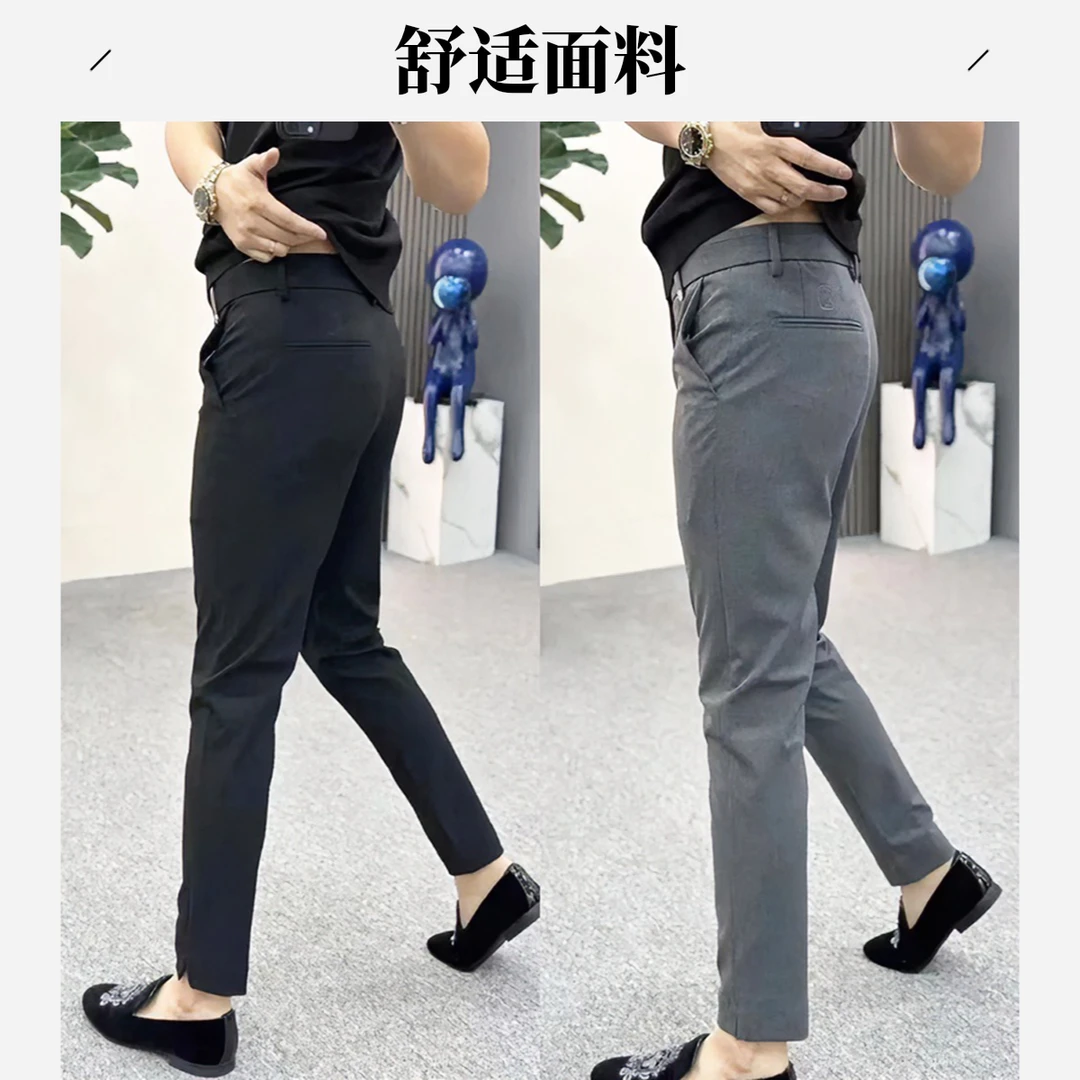 弹力春夏新款商务休闲裤男士九分小脚裤时尚简约修身百搭高档裤子