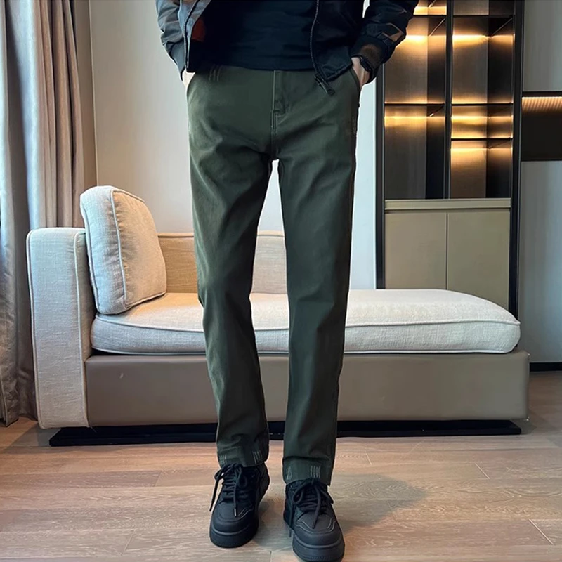 美式简约破坏细节直筒工装裤男款百搭宽松休闲裤牛仔耐磨秋冬长裤