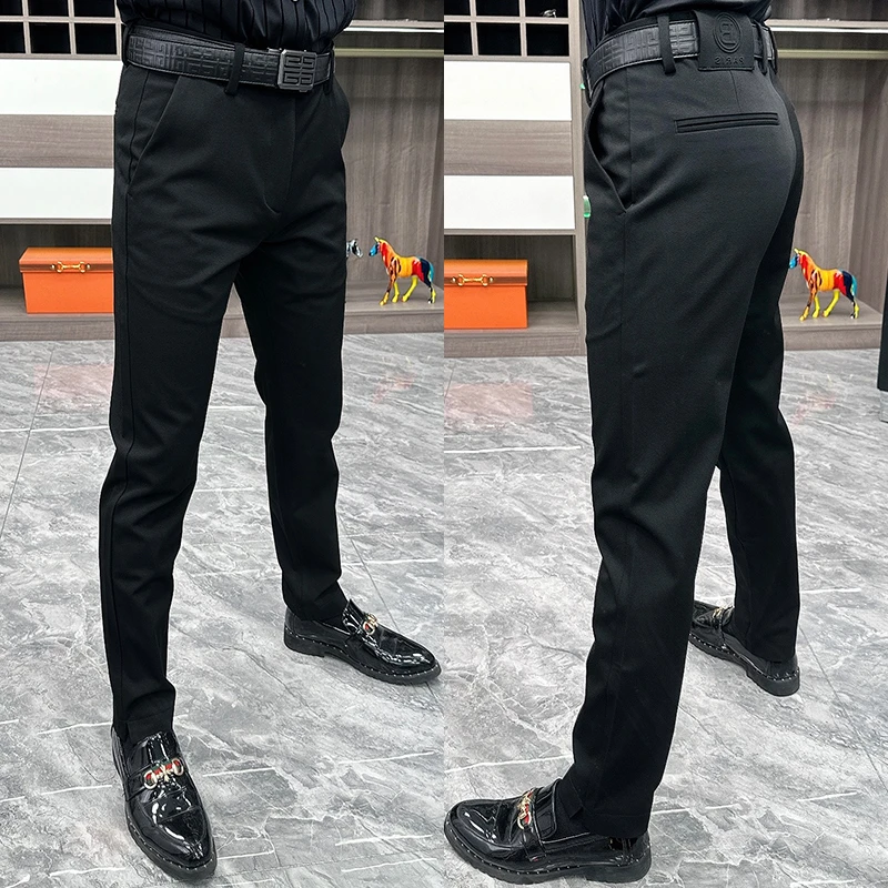 新款男士休闲裤高品质欧货商务小脚西装裤纯色潮流直筒时尚长裤
